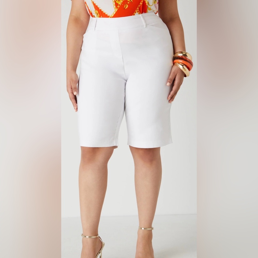 Womens white bermuda shorts by Ashley Stewart.